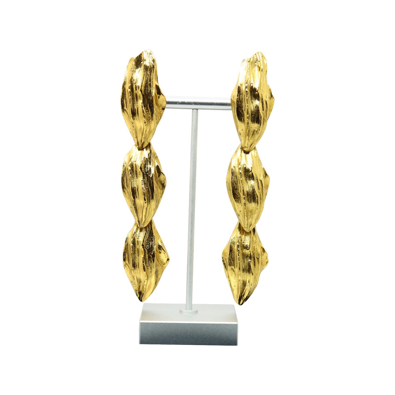 Artist Vintage Maison Goossens Yves Saint Laurent YSL Gold Earrings, Circa 1990s For Sale