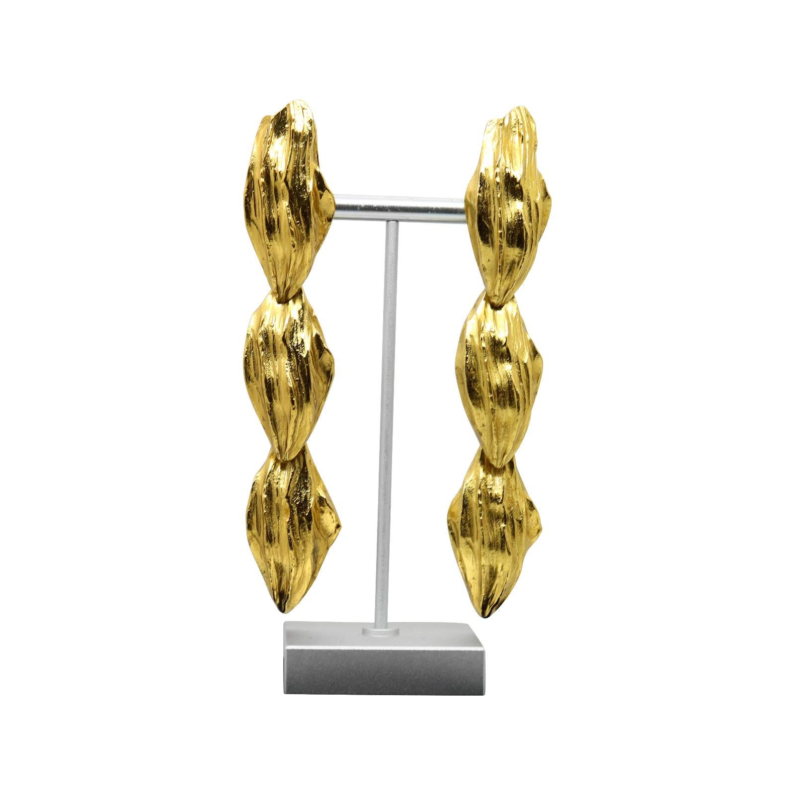 Vintage Maison Goossens Yves Saint Laurent YSL Gold Earrings, Circa 1990s In Good Condition For Sale In New York, NY