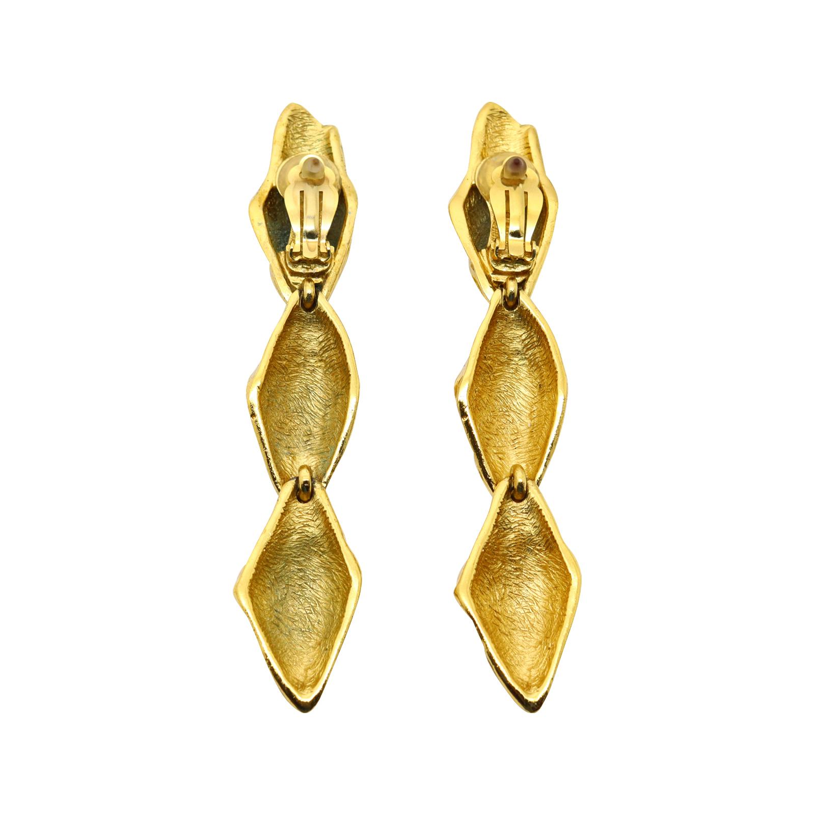 Women's or Men's Vintage Maison Goossens Yves Saint Laurent YSL Gold Earrings, Circa 1990s For Sale