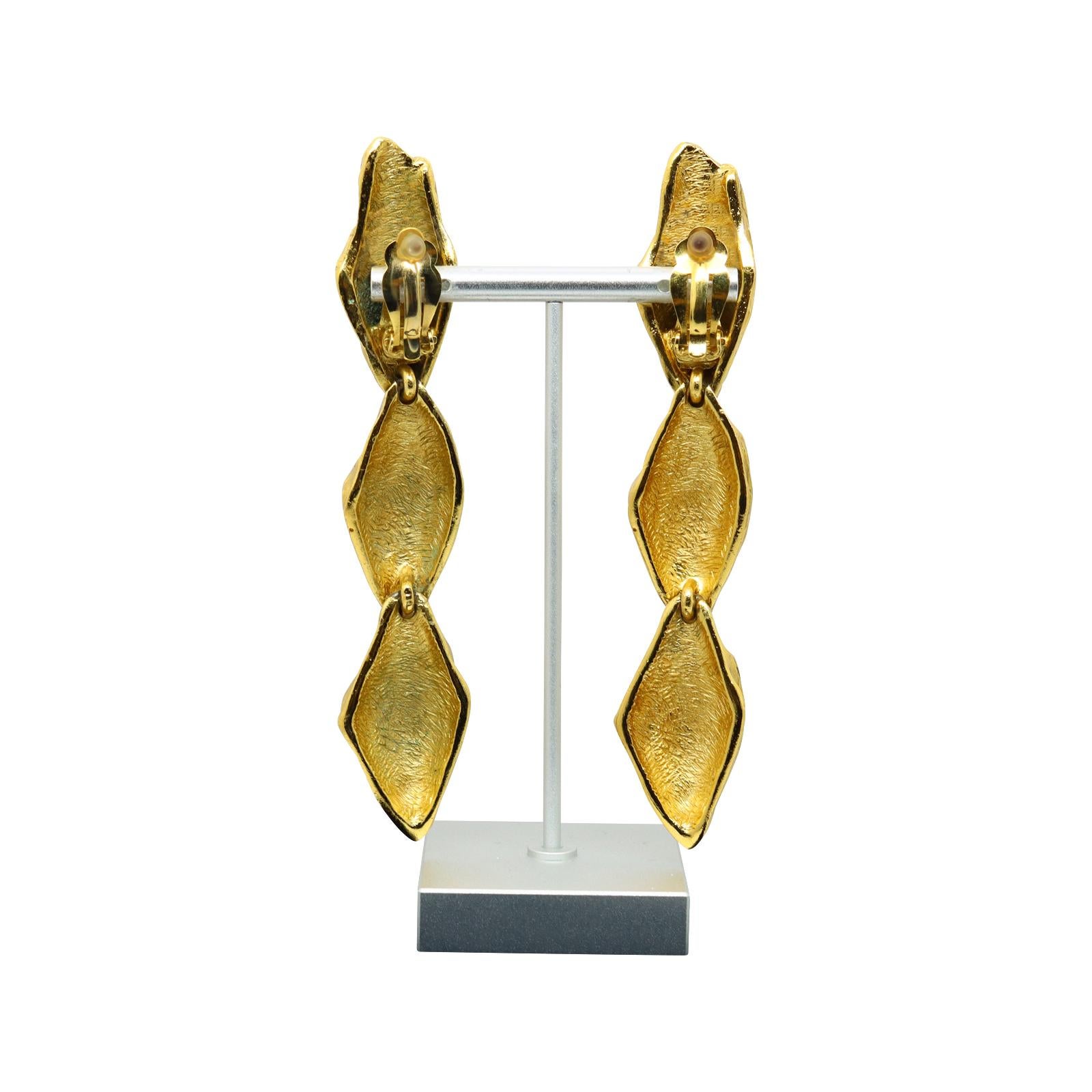 Vintage Maison Goossens Yves Saint Laurent YSL Gold Earrings, Circa 1990s For Sale 1