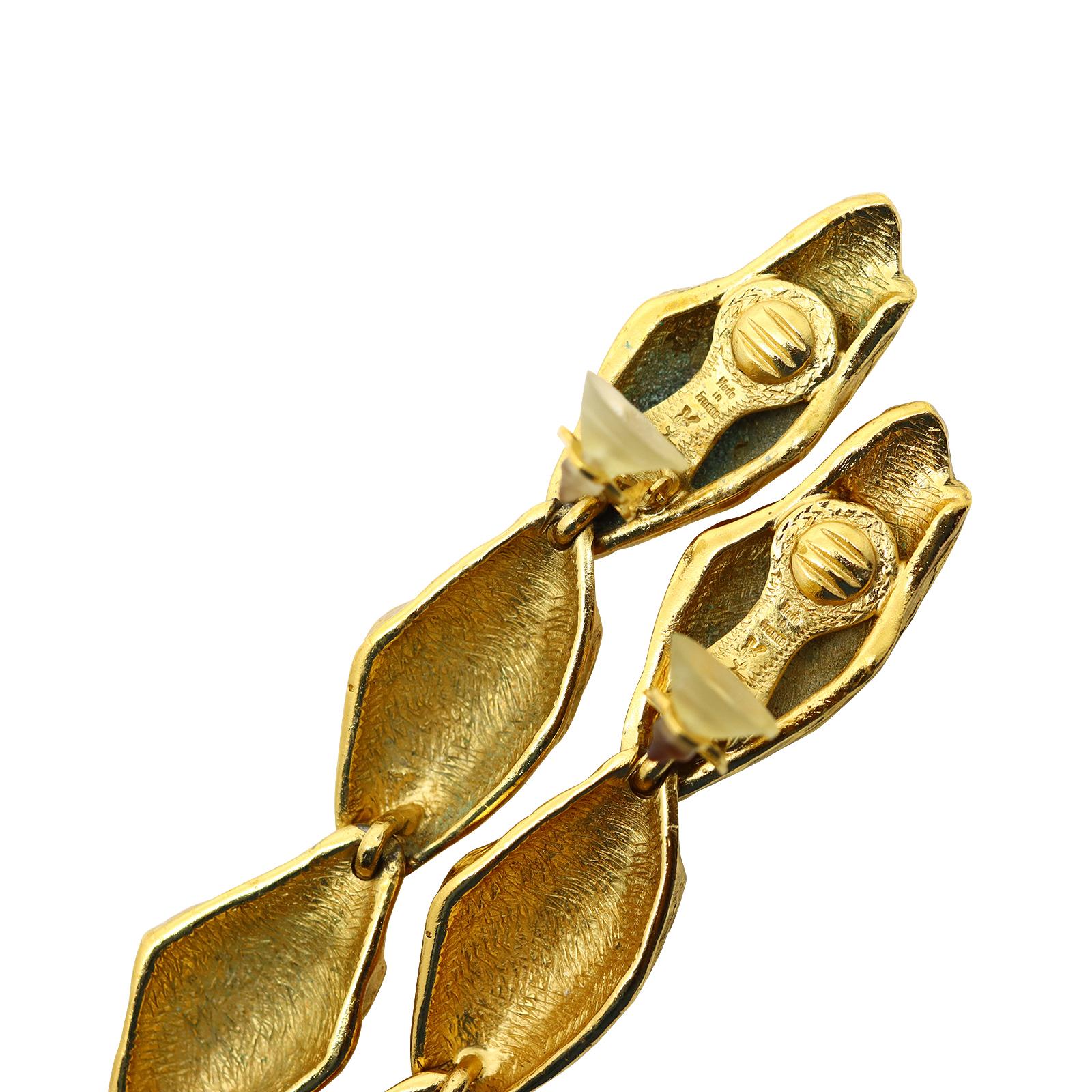 Vintage Maison Goossens Yves Saint Laurent YSL Gold Earrings, Circa 1990s For Sale 2