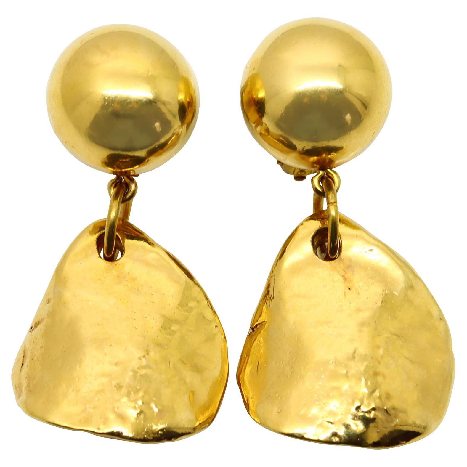 Vintage Maison Goossens Yves Saint Laurent YSL Goldohrringe ca. `1990er Jahre