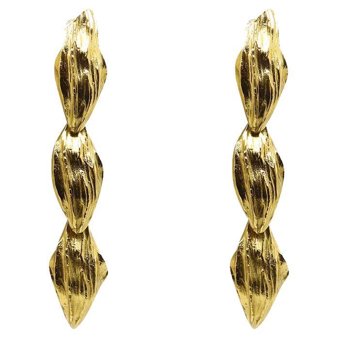 Vintage Maison Goossens Yves Saint Laurent YSL Gold Earrings, Circa 1990s