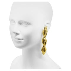 Vintage Maison Goossens Yves Saint Laurent YSL Gold Earrings, Circa 1990s