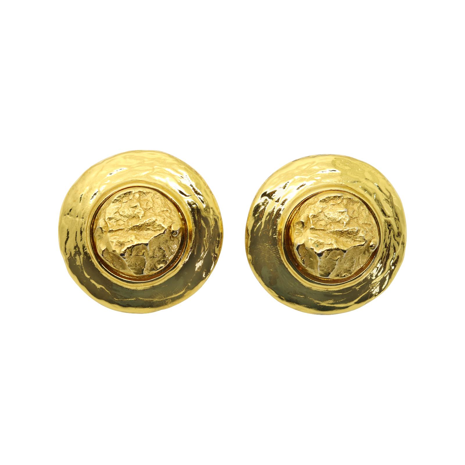 Vintage Maison Goossens Yves Saint Laurent YSL Gold Tone Earrings, Circa 1980s In Good Condition In New York, NY