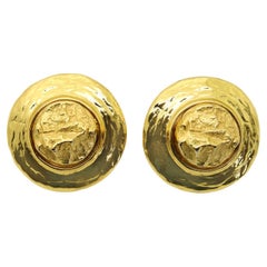 Vintage Maison Goossens Yves Saint Laurent YSL Gold Tone Earrings, Circa 1980s