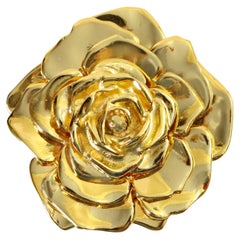 Vintage Maison Goossens Yves Saint Laurent YSL Gold Tone Flower Brooch
