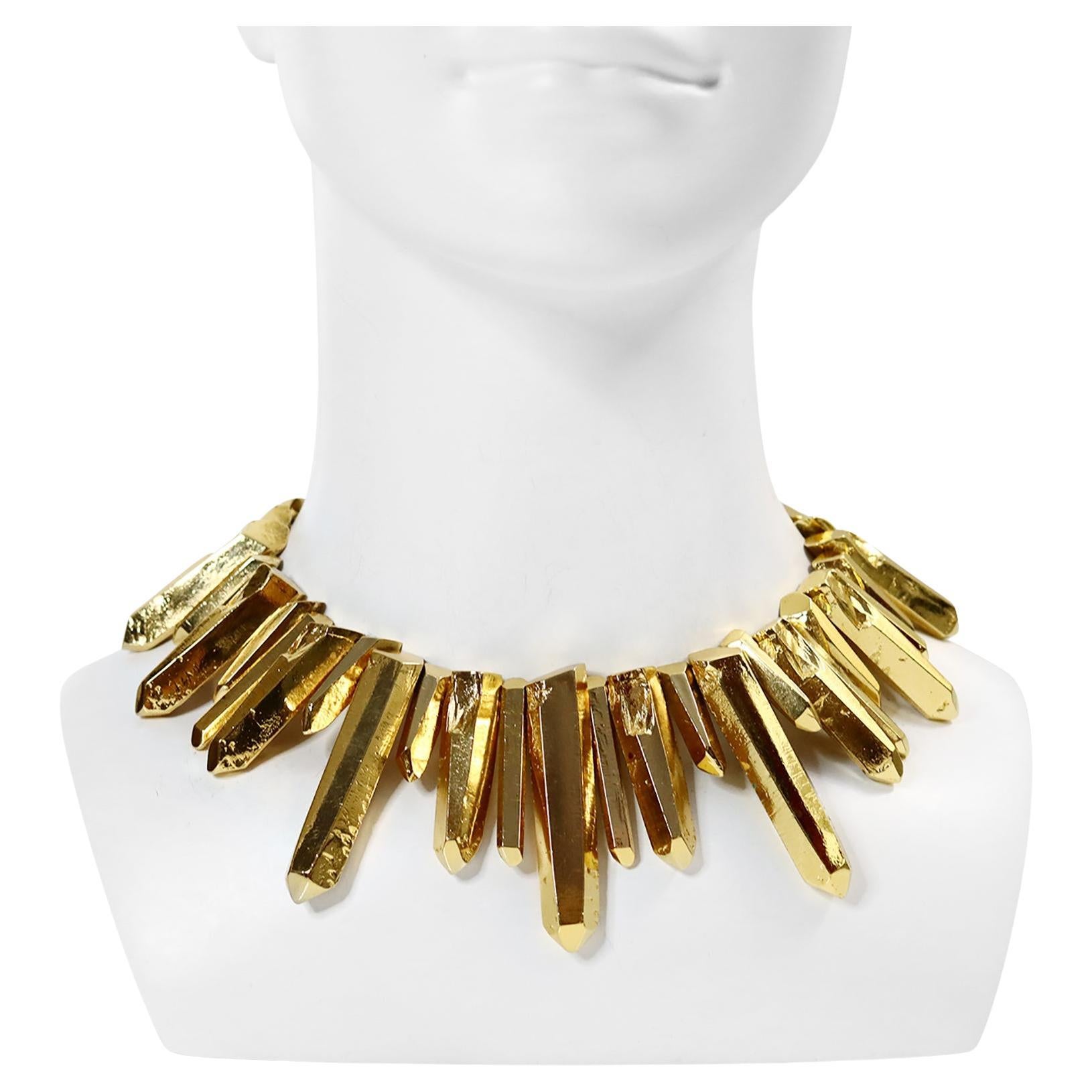Vintage Maison Goossens Yves Saint Laurent YSL Rock Crystal Necklace Circa 1980s
