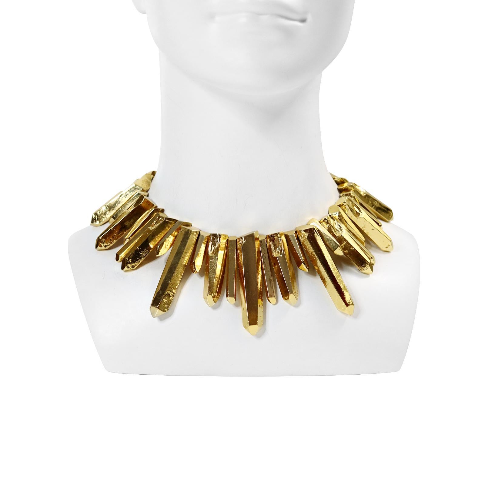 Artista Collana vintage Maison Goossens for Yves Saint Laurent YSL con cristalli di rocca circa anni '80 in vendita