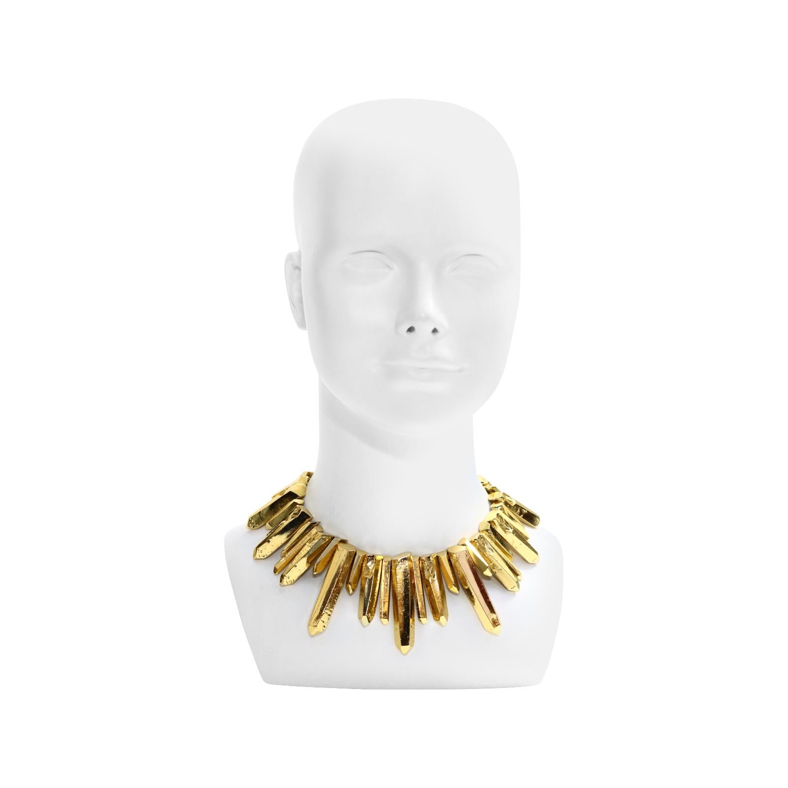 Collana vintage Maison Goossens for Yves Saint Laurent YSL con cristalli di rocca circa anni '80 In condizioni buone in vendita a New York, NY