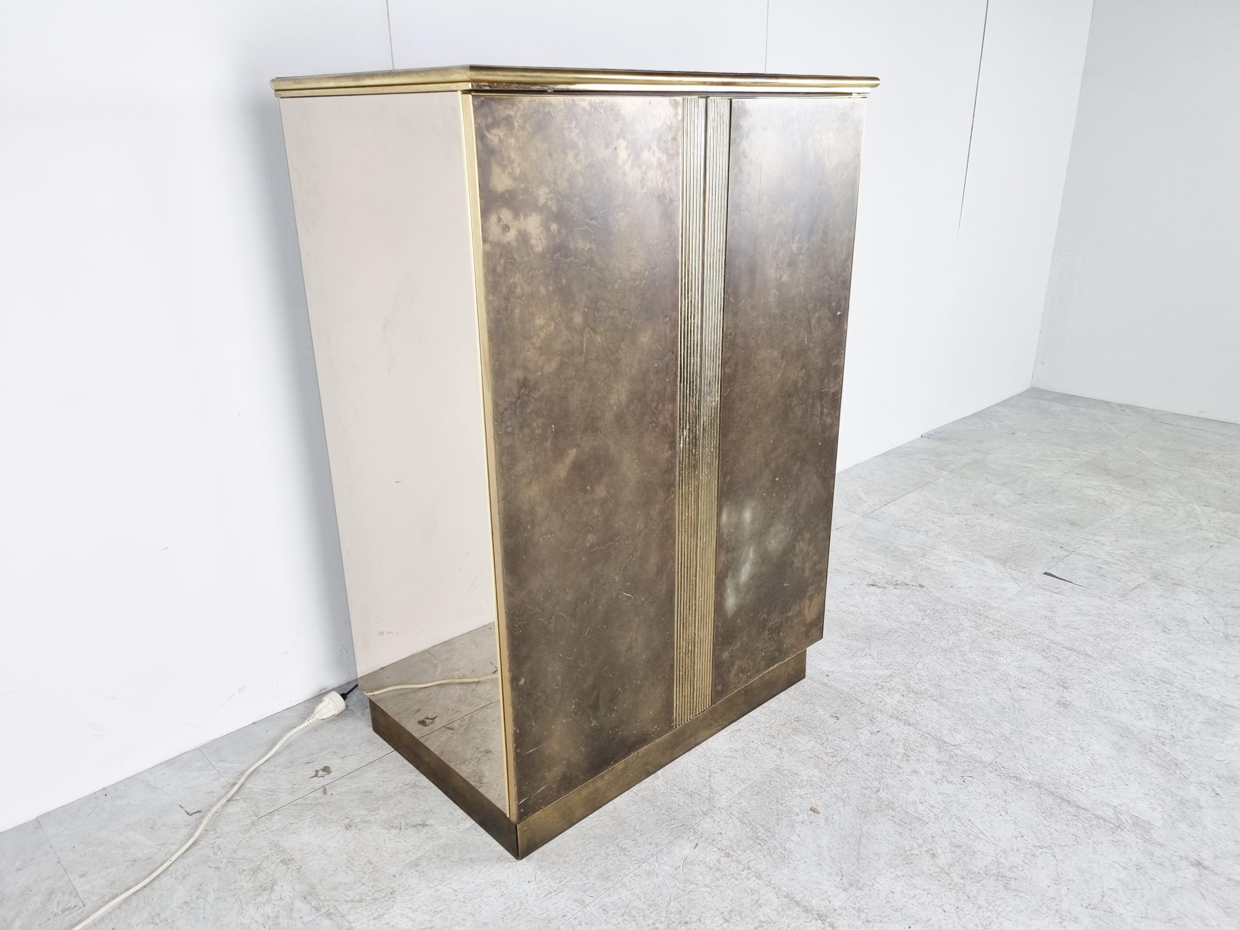 Brass Vintage Maison Jansen Bar Cabinet, 1980s