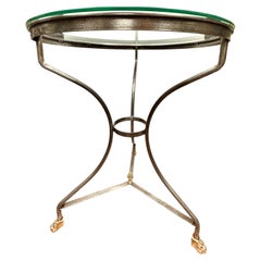 Vintage-Gueridon von Maison Jansen aus gebürstetem Edelstahl und Messing
