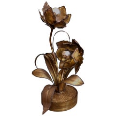 Vintage Maison Jansen Rose Table Lamp in Brass