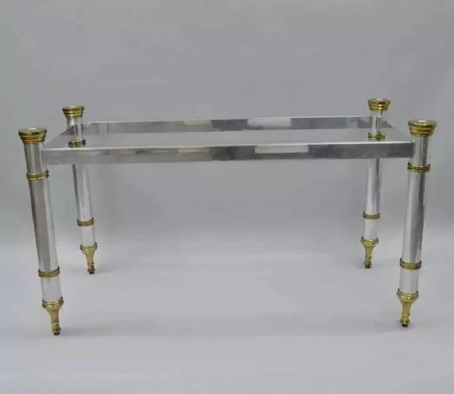 Konsolentischsockel im Vintage-Stil von Maison Jansen im Hollywood-Regency-Stil aus Chrom und Messing im Angebot 4