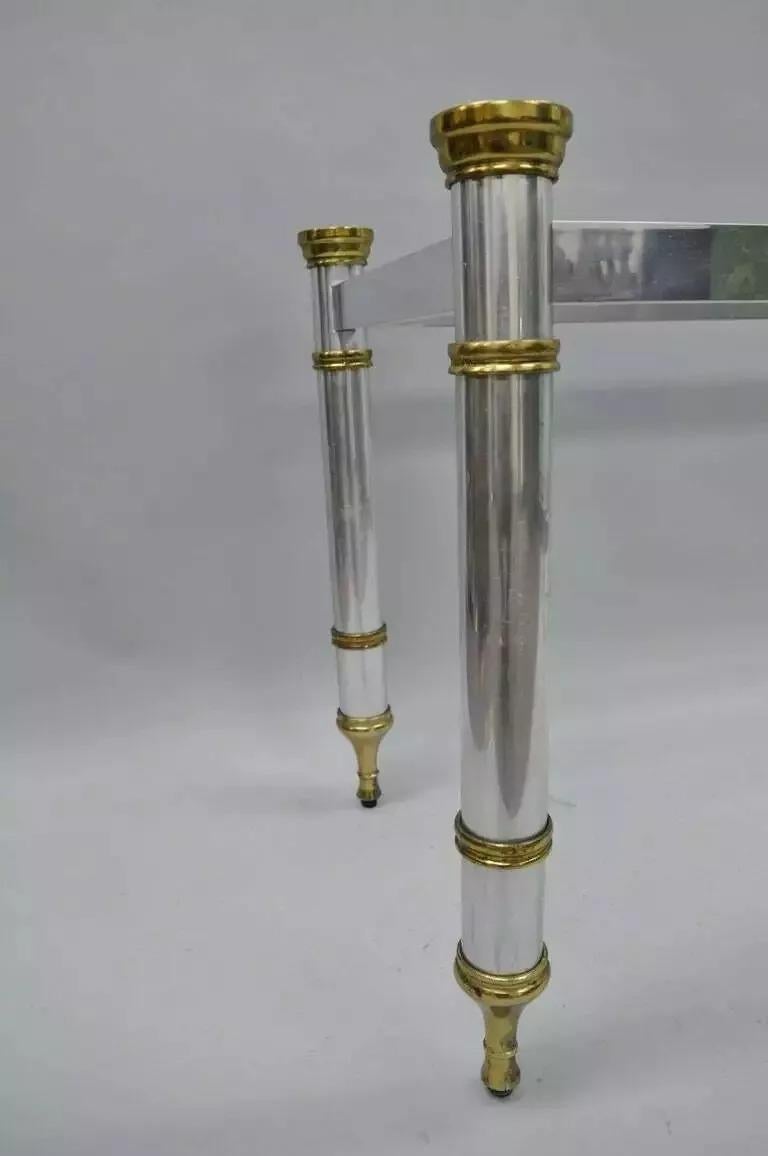 Konsolentischsockel im Vintage-Stil von Maison Jansen im Hollywood-Regency-Stil aus Chrom und Messing (Hollywood Regency) im Angebot