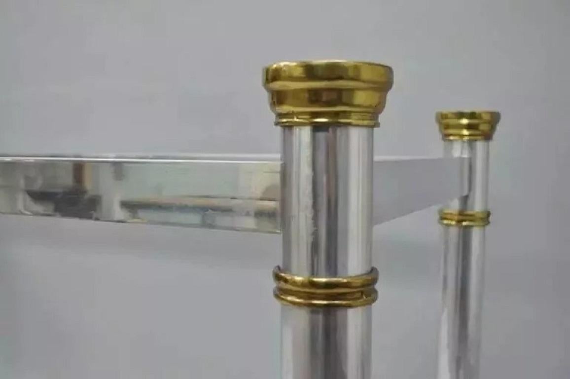 Konsolentischsockel im Vintage-Stil von Maison Jansen im Hollywood-Regency-Stil aus Chrom und Messing (20. Jahrhundert) im Angebot