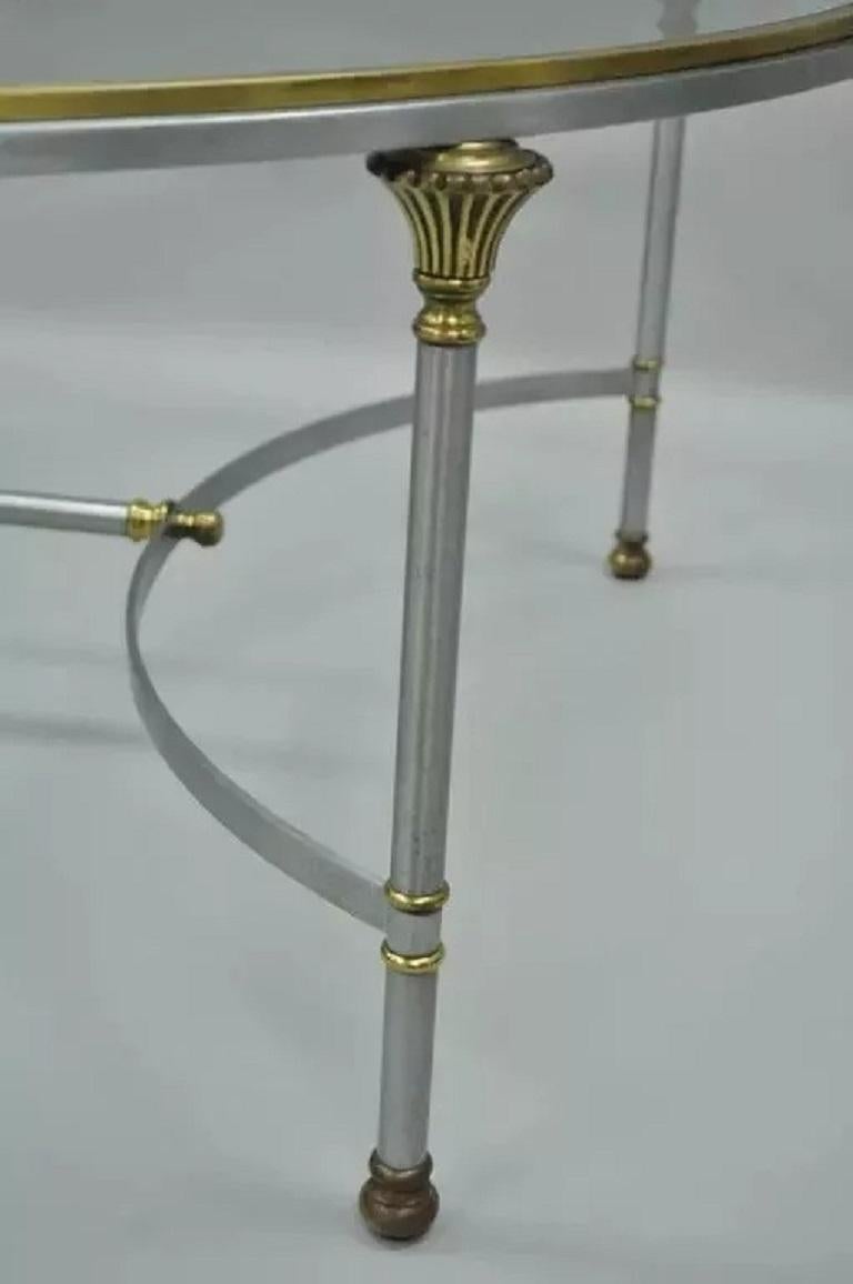 Runder italienischer Regency-Couchtisch aus Stahl und Glas im Vintage-Stil von Maison Jansen im Regency-Stil im Zustand „Gut“ im Angebot in Philadelphia, PA