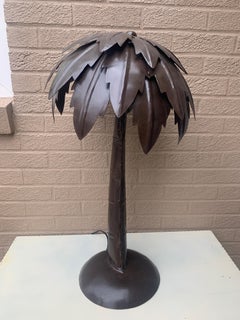 Vintage Metal Palm Tree Table Lamp