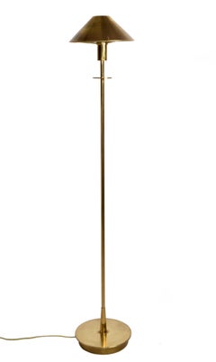 Vintage Maison Jansen Style Mid-Century Modern Patinated Brass Steel Floor Lamp