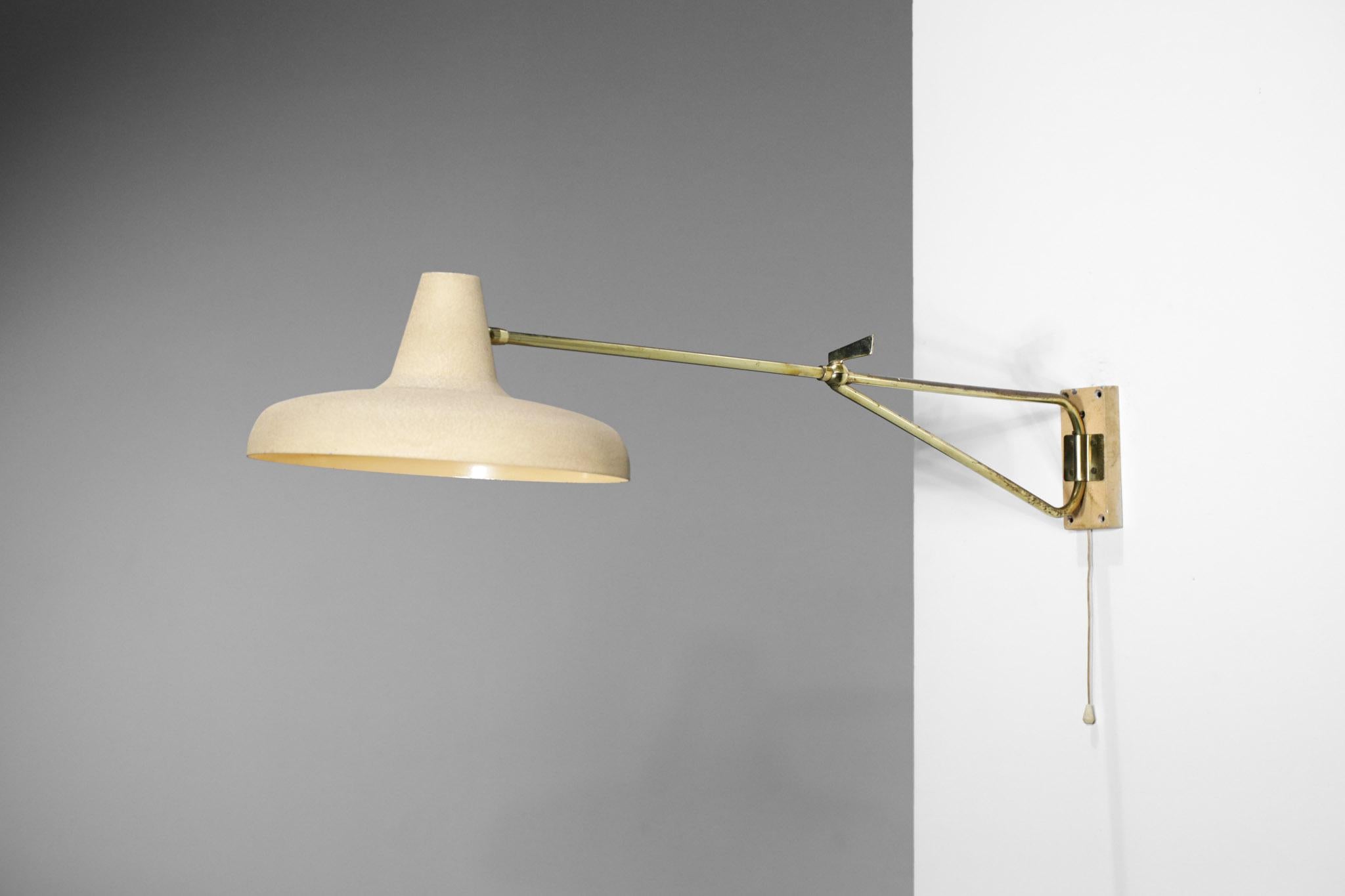 Mid-Century Modern Vintage Maison Lunel Wall Lamp 50's Adjustable Metal Lacquered Swing