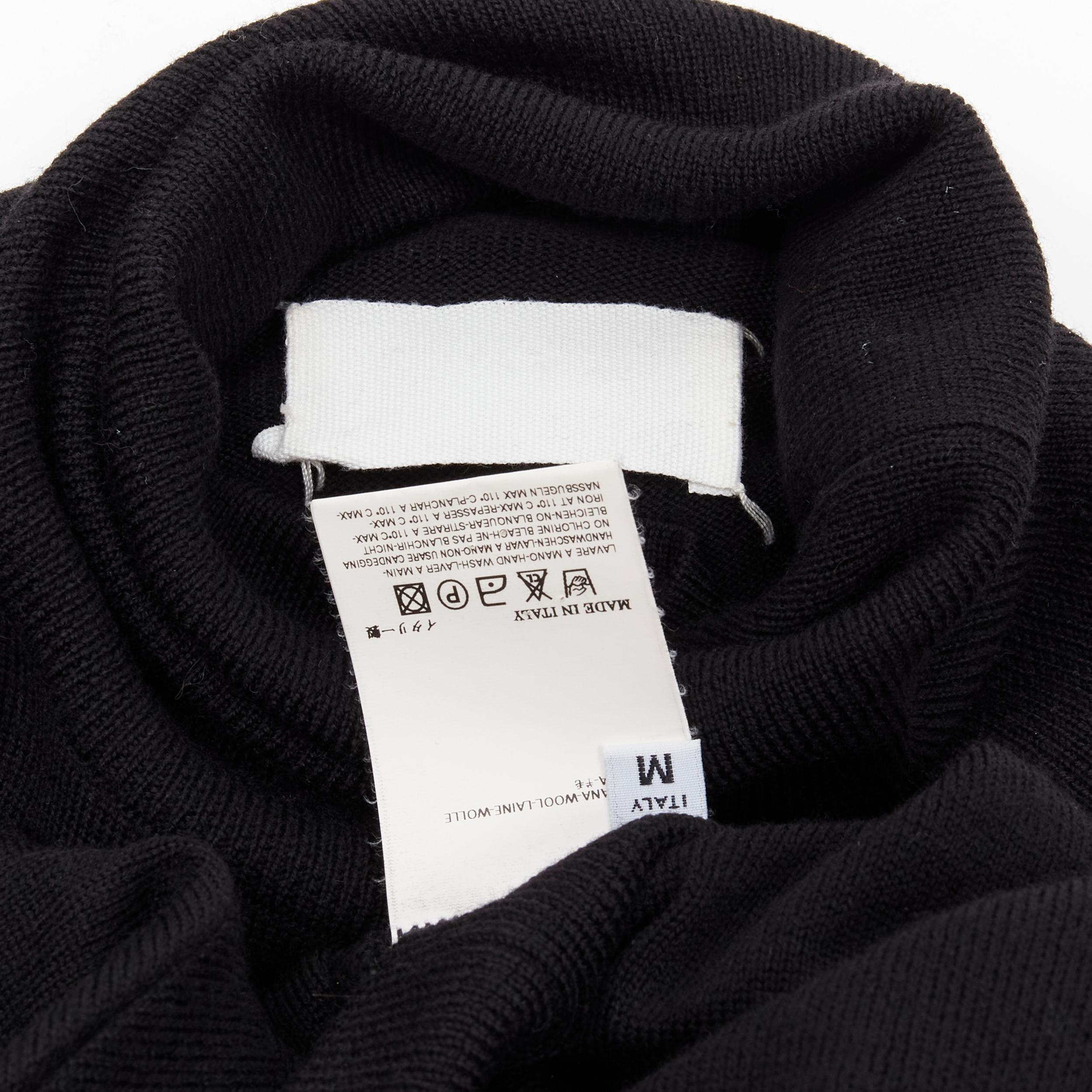 vintage MAISON MARGIELA black wool asymmetric cut pulled turtleneck sweater M 4