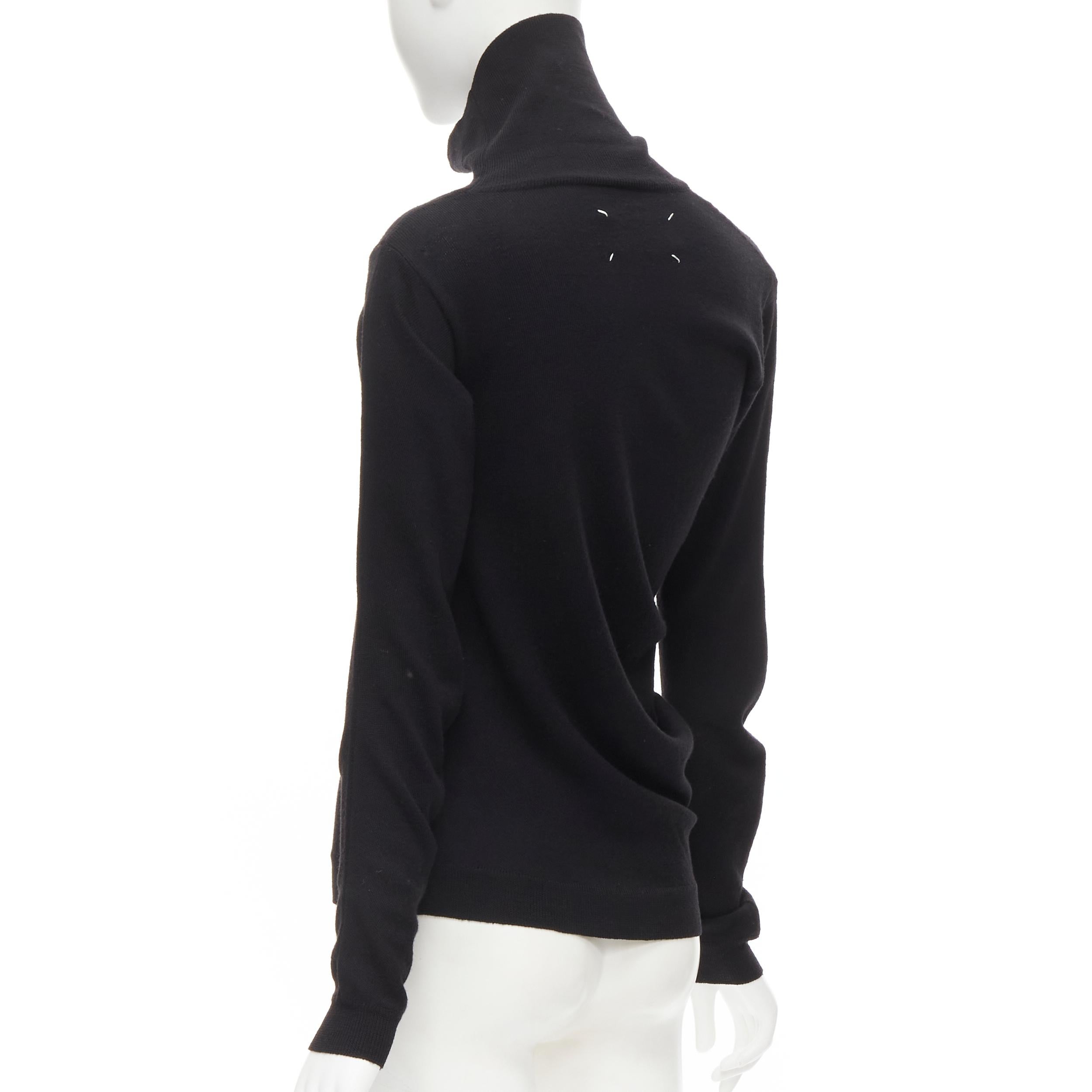 vintage MAISON MARGIELA black wool asymmetric cut pulled turtleneck sweater M In Excellent Condition In Hong Kong, NT