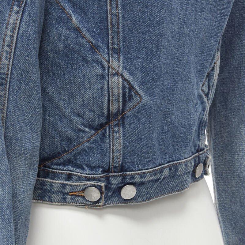 vintage MAISON MARGIELA Iconic blue denim pinched collar denim jacket IT38 XS For Sale 5