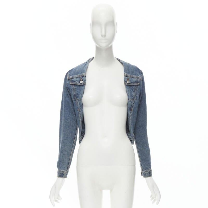 vintage MAISON MARGIELA Iconic blue denim pinched collar denim jacket IT38 XS For Sale 7