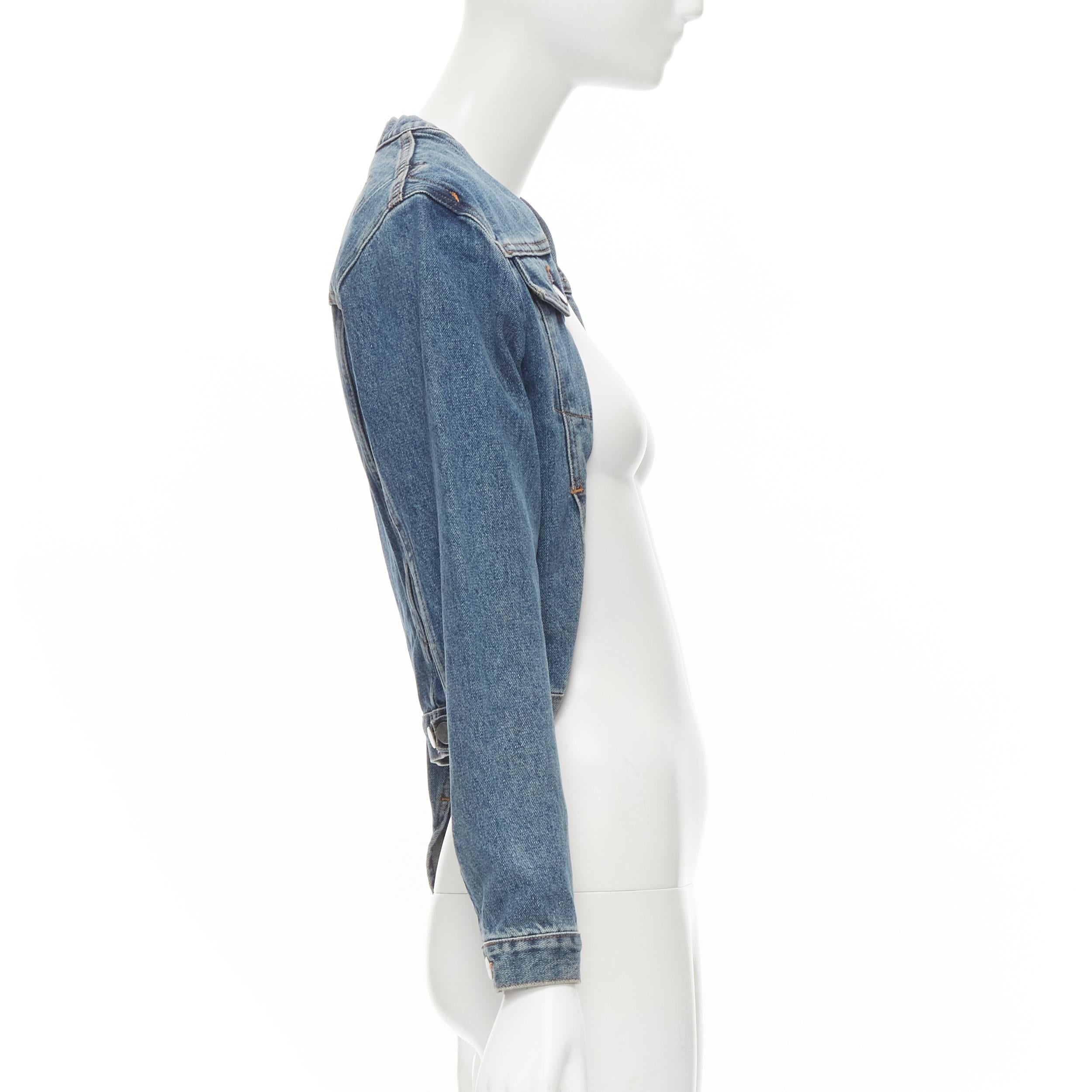 vintage MAISON MARGIELA Iconic blue denim pinched collar denim jacket IT38 XS In Excellent Condition For Sale In Hong Kong, NT