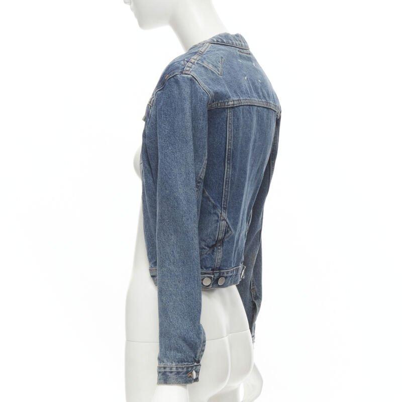 vintage MAISON MARGIELA Iconic blue denim pinched collar denim jacket IT38 XS For Sale 1