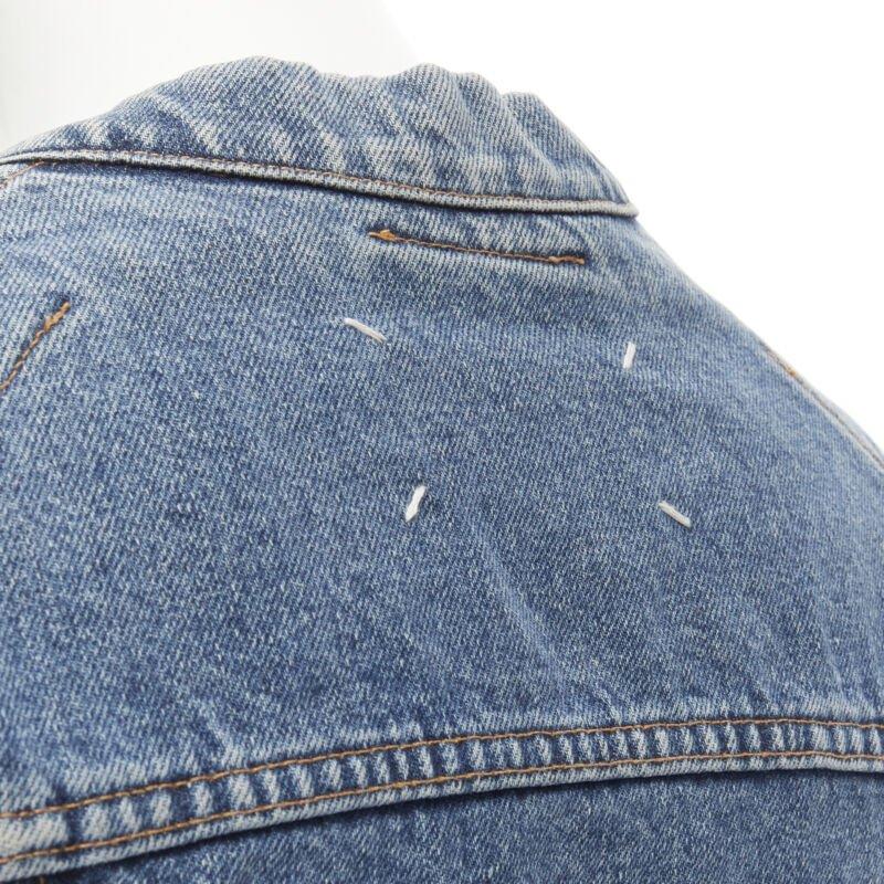 vintage MAISON MARGIELA Iconic blue denim pinched collar denim jacket IT38 XS For Sale 2