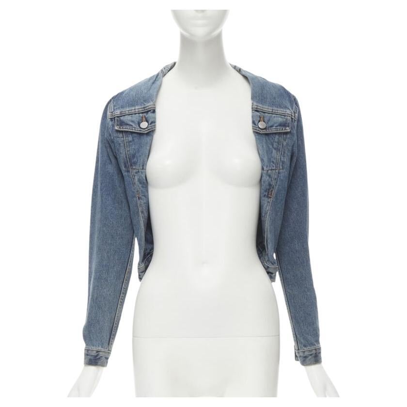 vintage MAISON MARGIELA Iconic blue denim pinched collar denim jacket IT38 XS For Sale