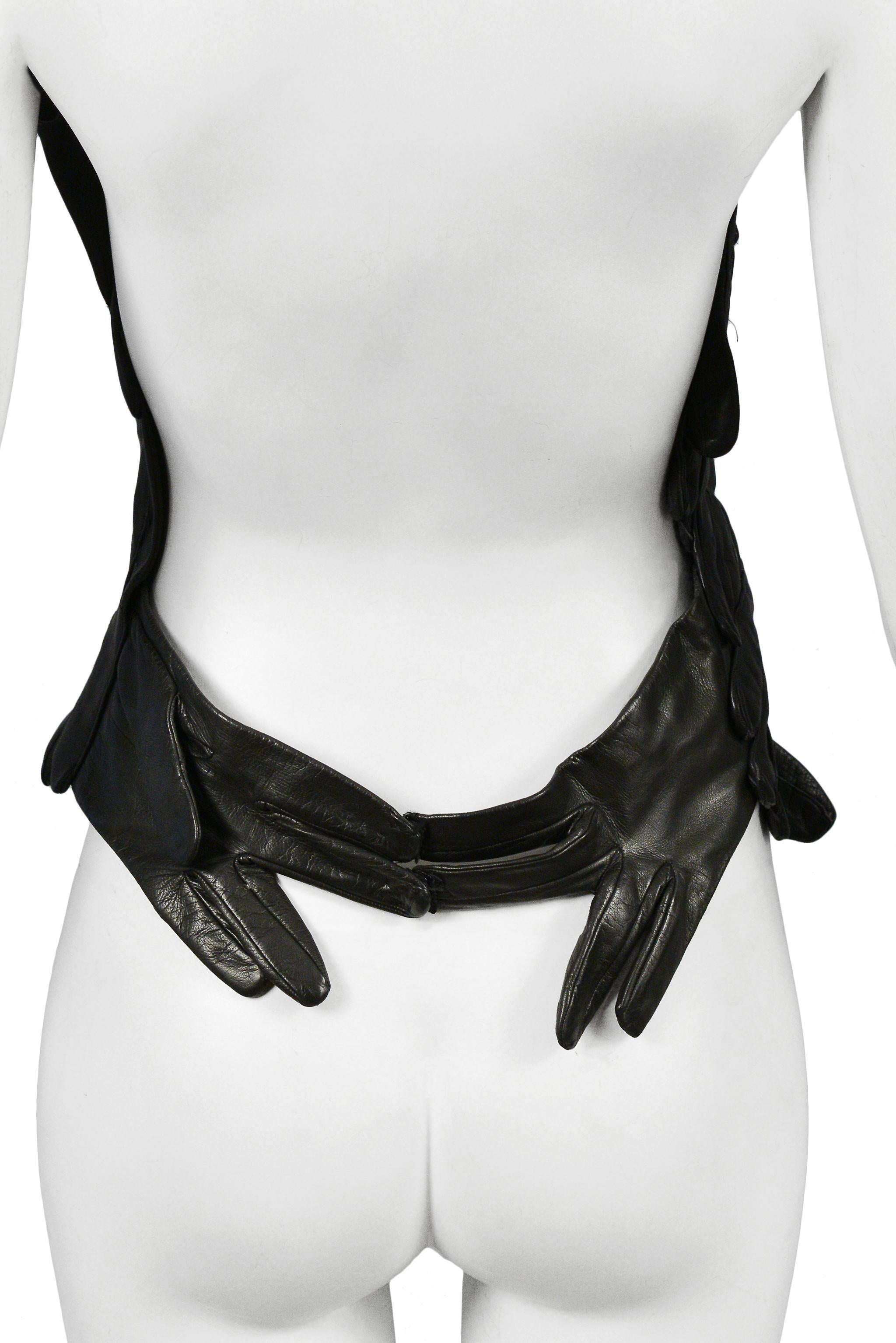 Vintage Maison Martin Margiela Artisanal Black Leather Glove Top 2001 In Excellent Condition For Sale In Los Angeles, CA
