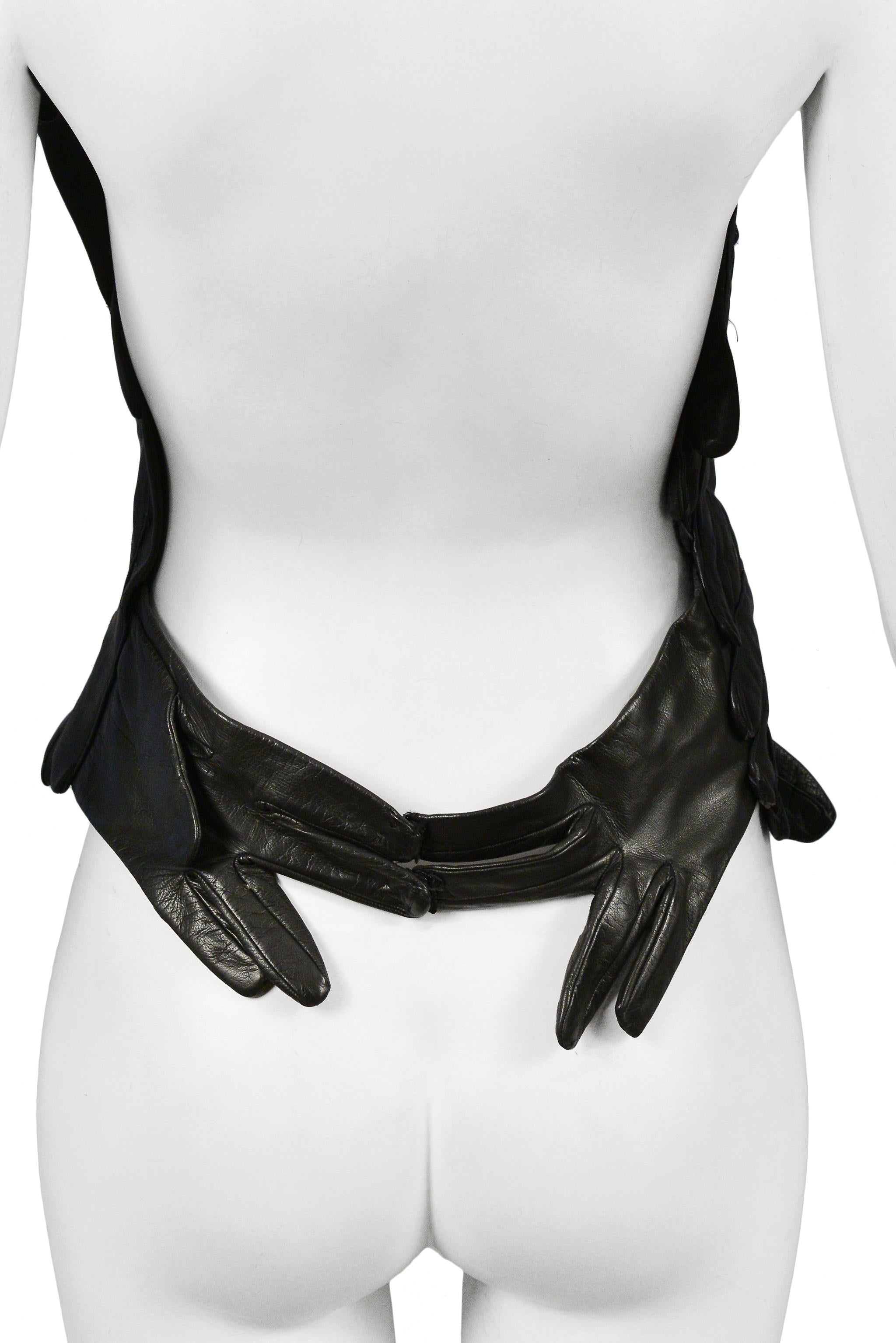 Vintage Maison Martin Margiela Artisanal Black Leather Glove Top 2001 In Excellent Condition In Los Angeles, CA