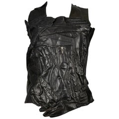 Retro Maison Martin Margiela Artisanal Black Leather Glove Top 2001