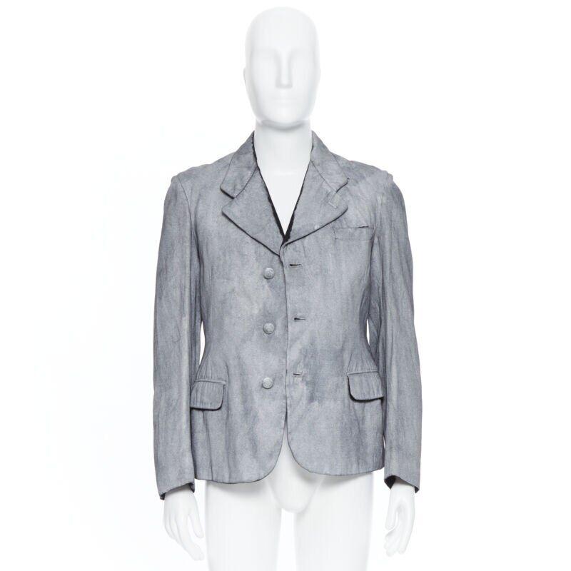MAISON MARTIN MARGIELA Kunsthandwerkliche silberfarbene lässige Blazerjacke M (Silber) im Angebot