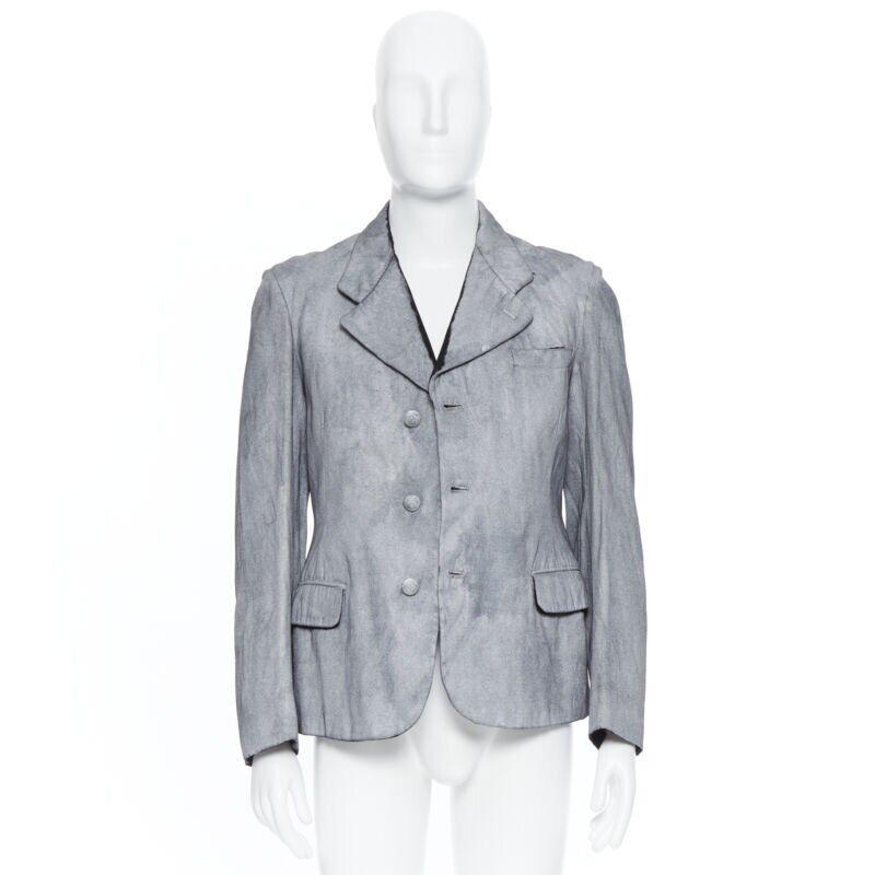 Silver vintage MAISON MARTIN MARGIELA Artisanal silver painted casual blazer jacket M For Sale