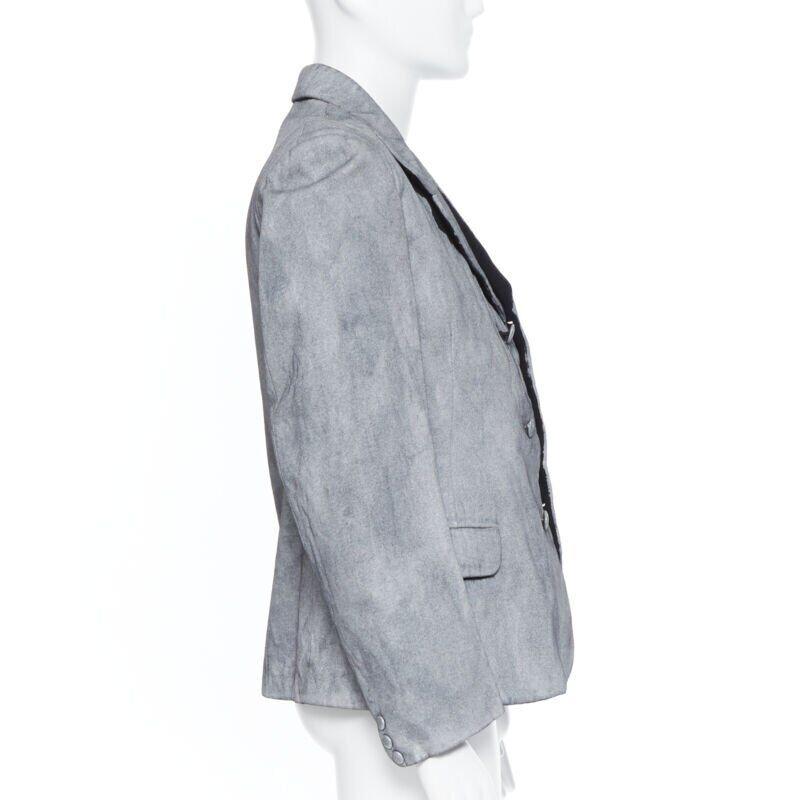 MAISON MARTIN MARGIELA Kunsthandwerkliche silberfarbene lässige Blazerjacke M Damen im Angebot
