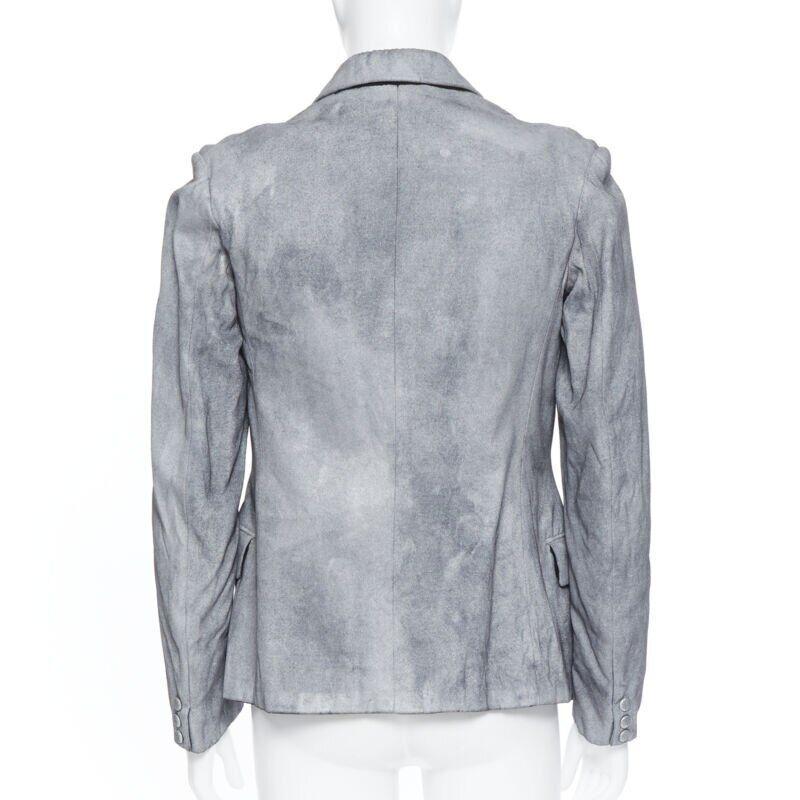 MAISON MARTIN MARGIELA Kunsthandwerkliche silberfarbene lässige Blazerjacke M im Angebot 1