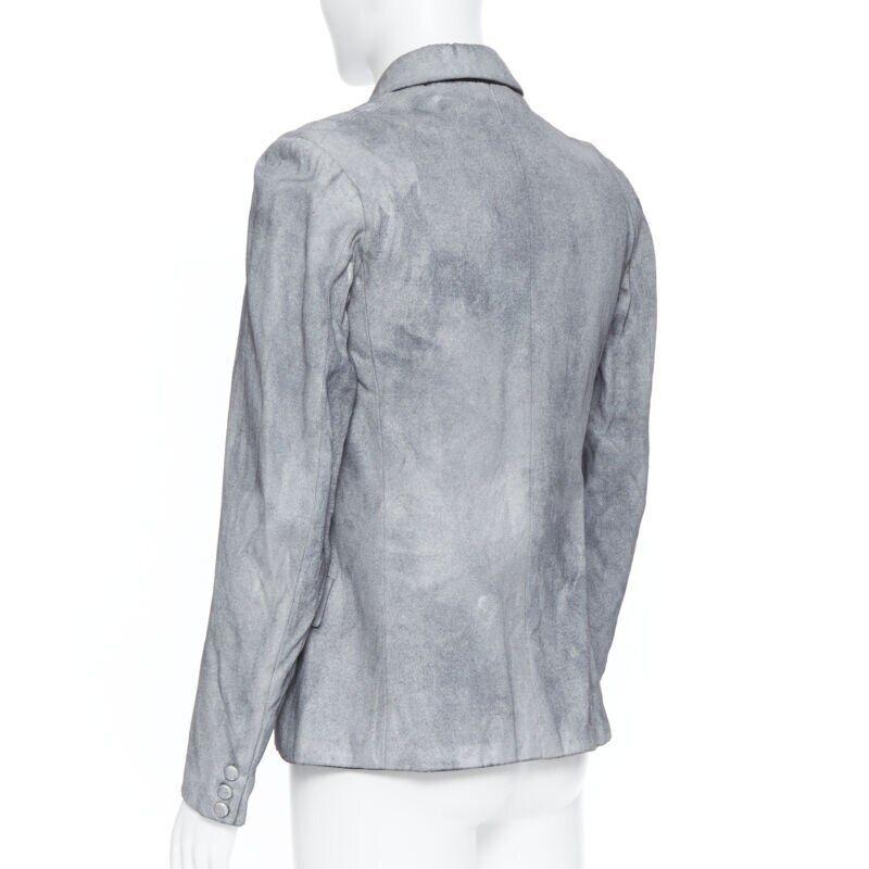 MAISON MARTIN MARGIELA Kunsthandwerkliche silberfarbene lässige Blazerjacke M im Angebot 2