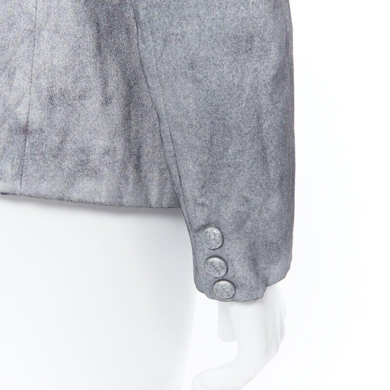 MAISON MARTIN MARGIELA Kunsthandwerkliche silberfarbene lässige Blazerjacke M im Angebot 4