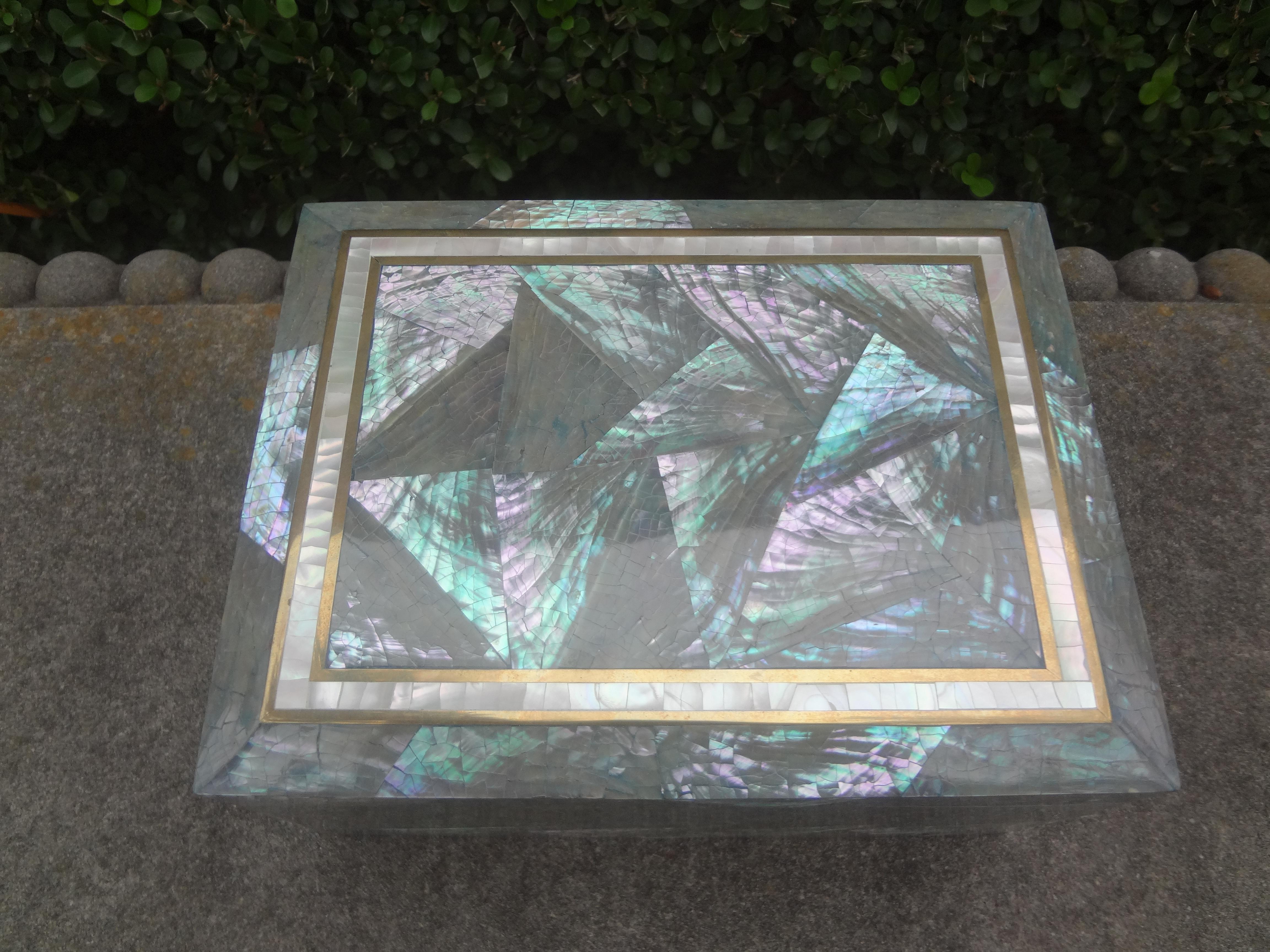 Vintage Maitland-Smith Abalone Decorative Box In Good Condition In Houston, TX