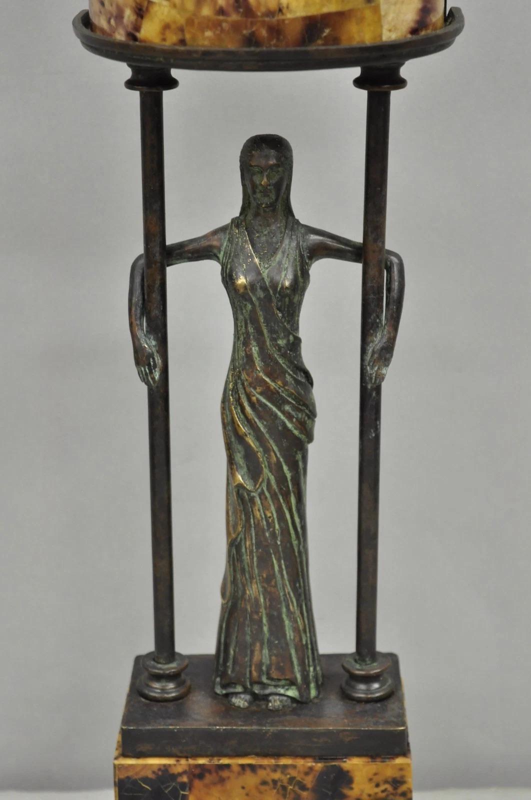 Vintage Maitland Smith Art Deco Art Nouveau Bronze Lady Figural Table Lamp Bon état - En vente à Philadelphia, PA