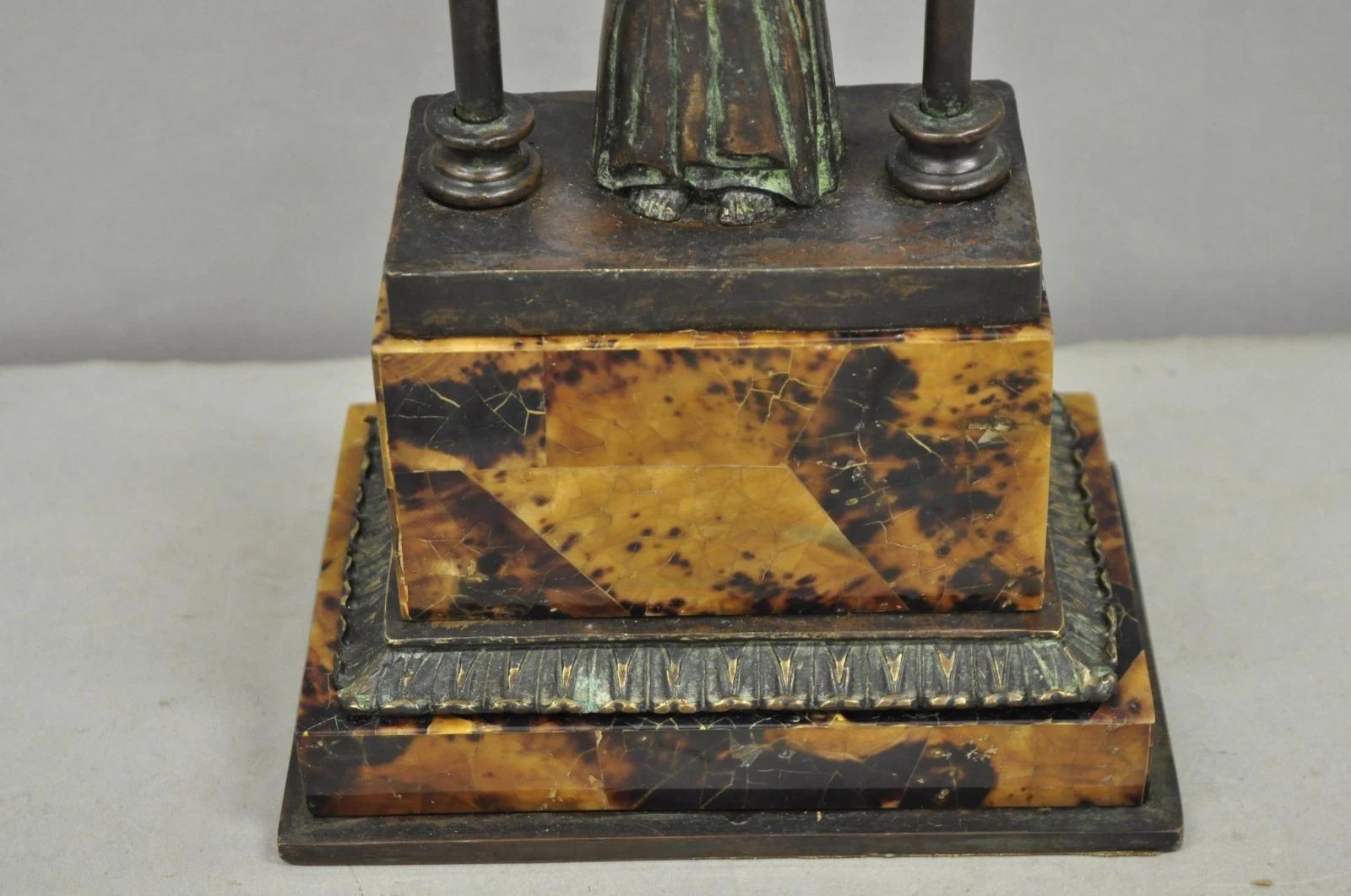 20ième siècle Vintage Maitland Smith Art Deco Art Nouveau Bronze Lady Figural Table Lamp en vente