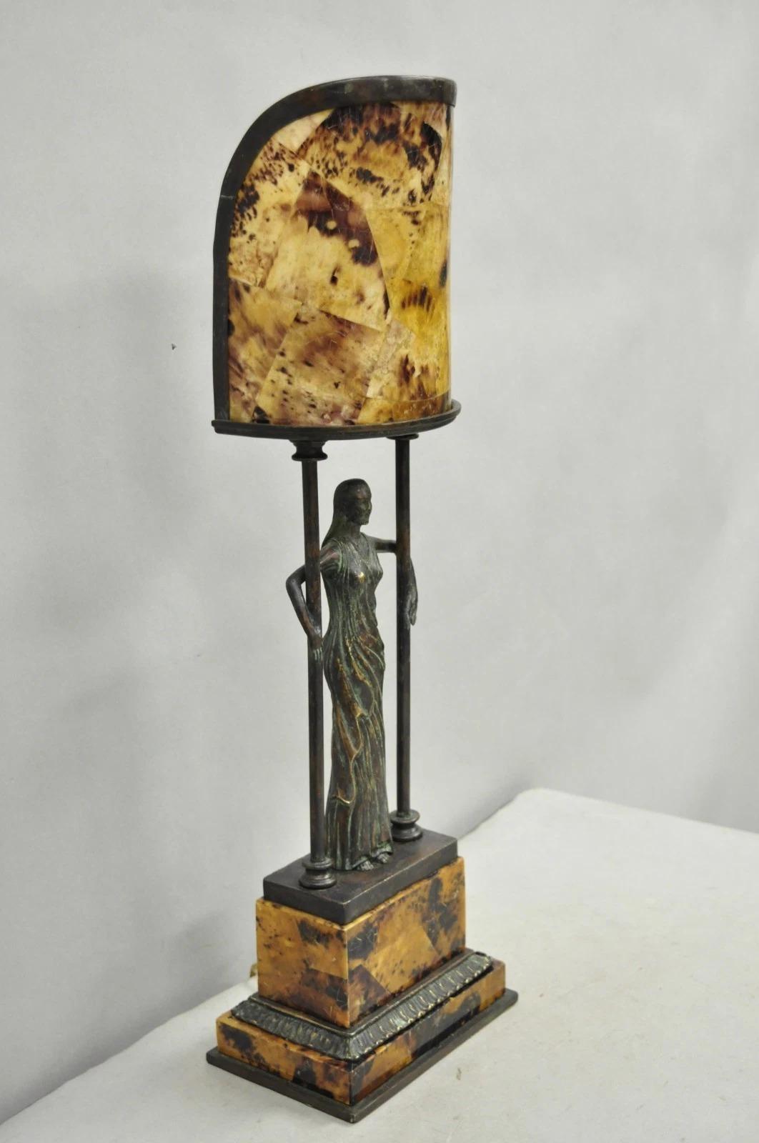 Vintage Maitland Smith Art Deco Art Nouveau Bronze Lady Figural Table Lamp en vente 1