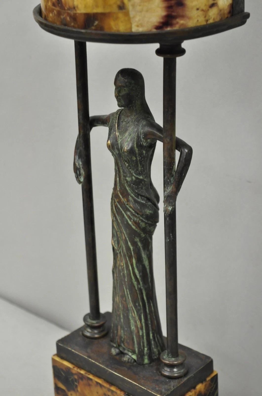 Vintage Maitland Smith Art Deco Art Nouveau Bronze Lady Figural Table Lamp en vente 2