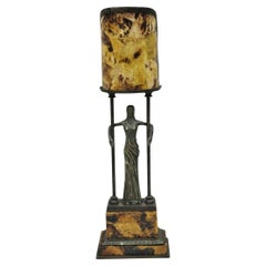 Vintage Maitland Smith Art Deco Art Nouveau Bronze Lady Figural Table Lamp