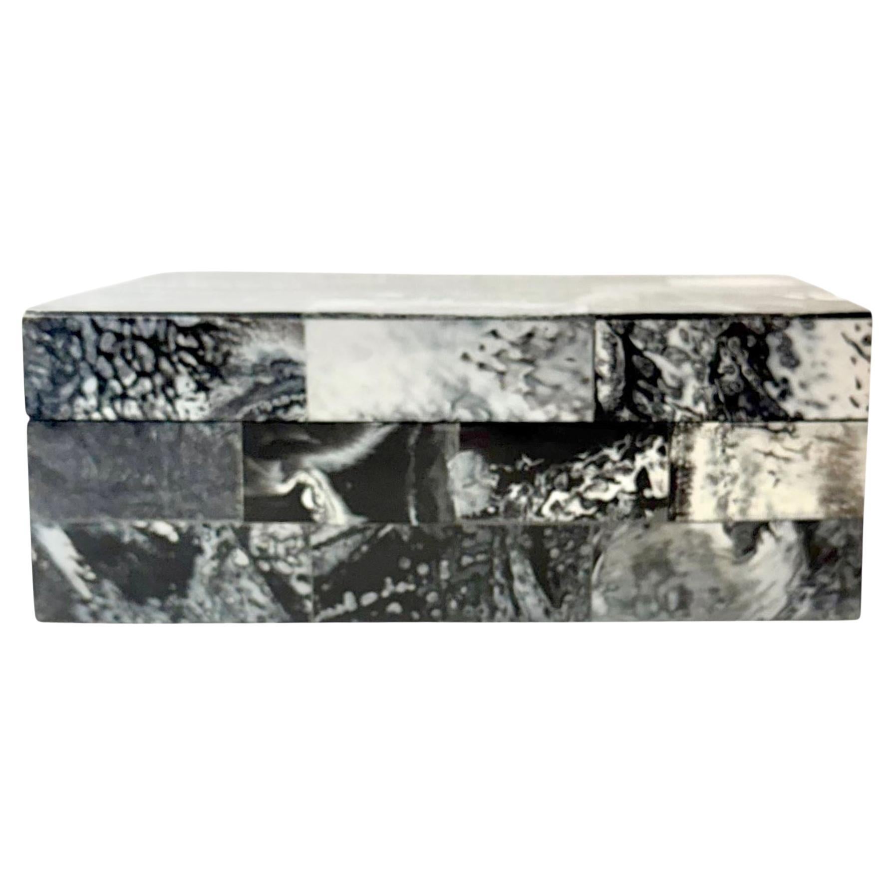 Scatola vintage di Maitland Smith in bianco e nero