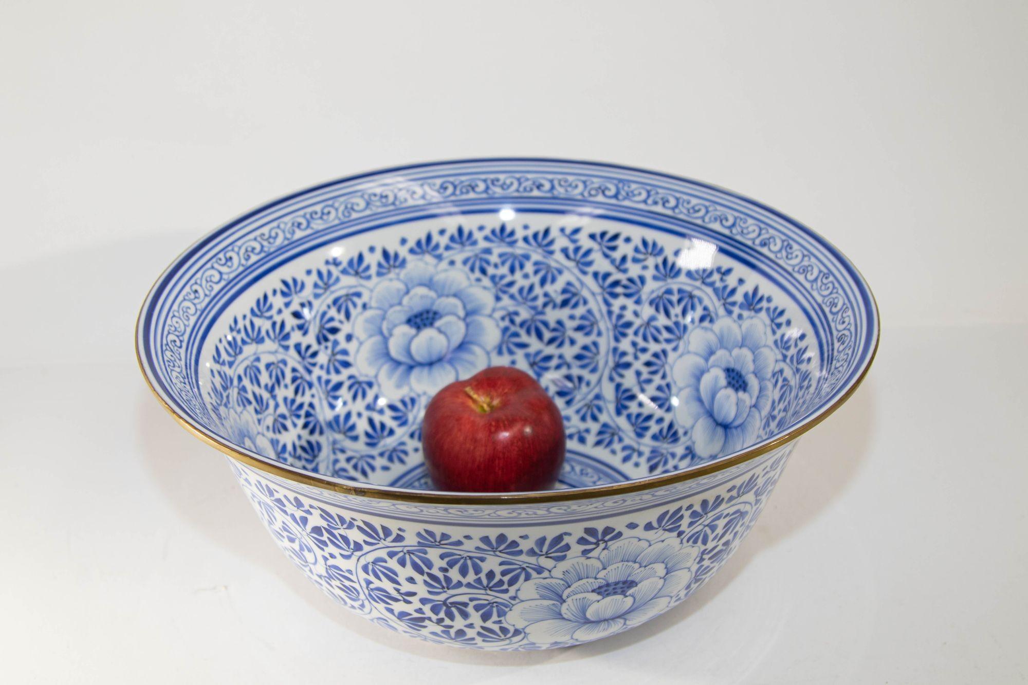 blue and white large bowl
