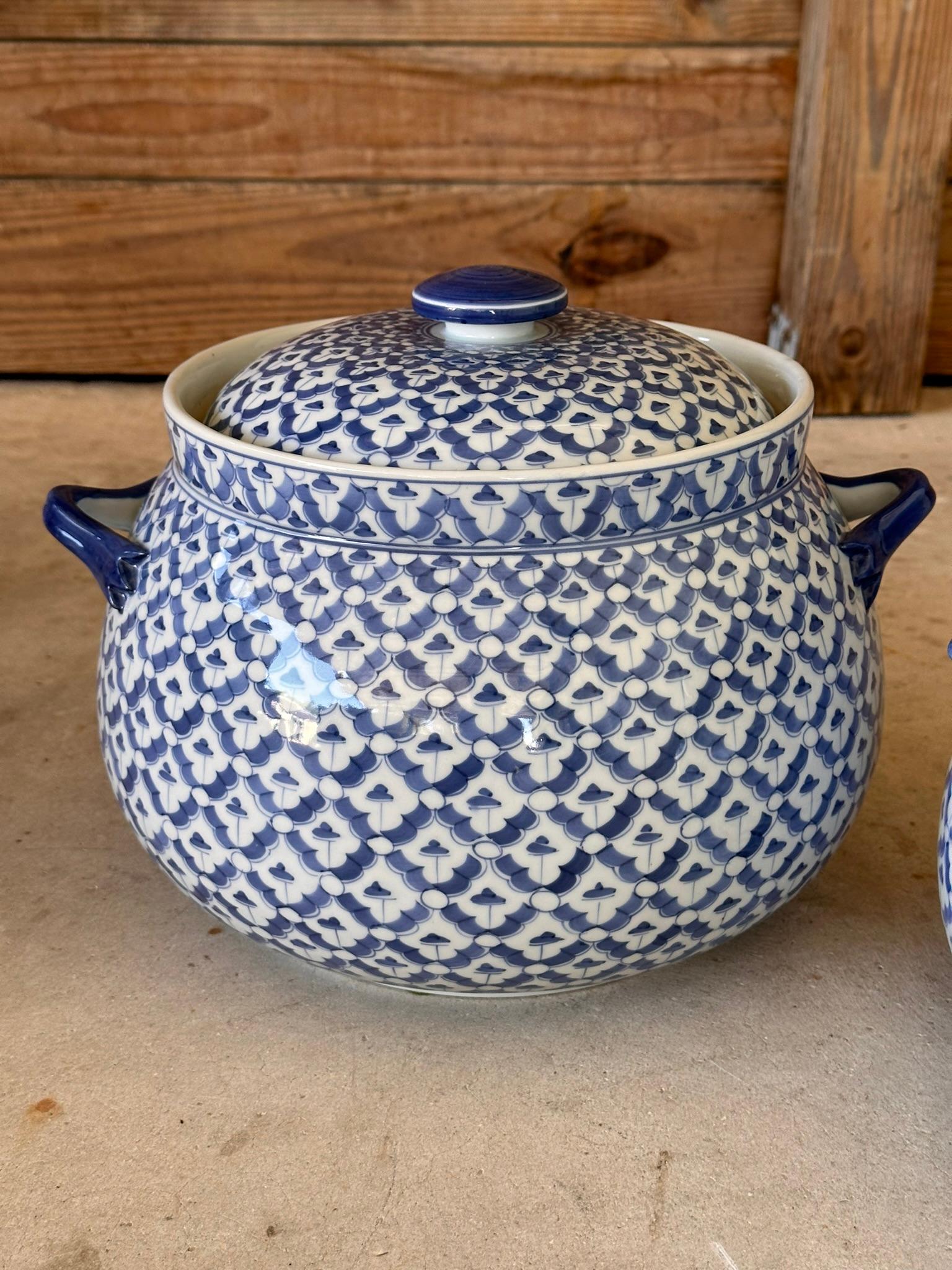 Vintage Maitland-Smith Blue and White Lidded Porcelain Tureens-Pair For Sale 5